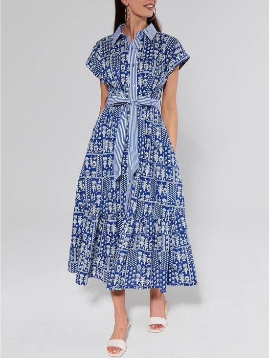 Avara Dresses & Skirts - AVARA LILLIANA NAVY PATTERNED DRESS